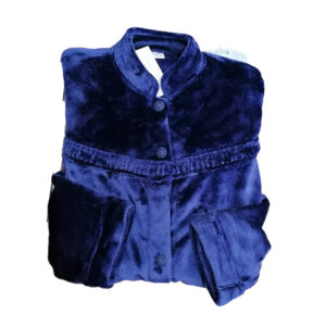 Primavera Robe Long Velvet with Buttons Color Blue B178